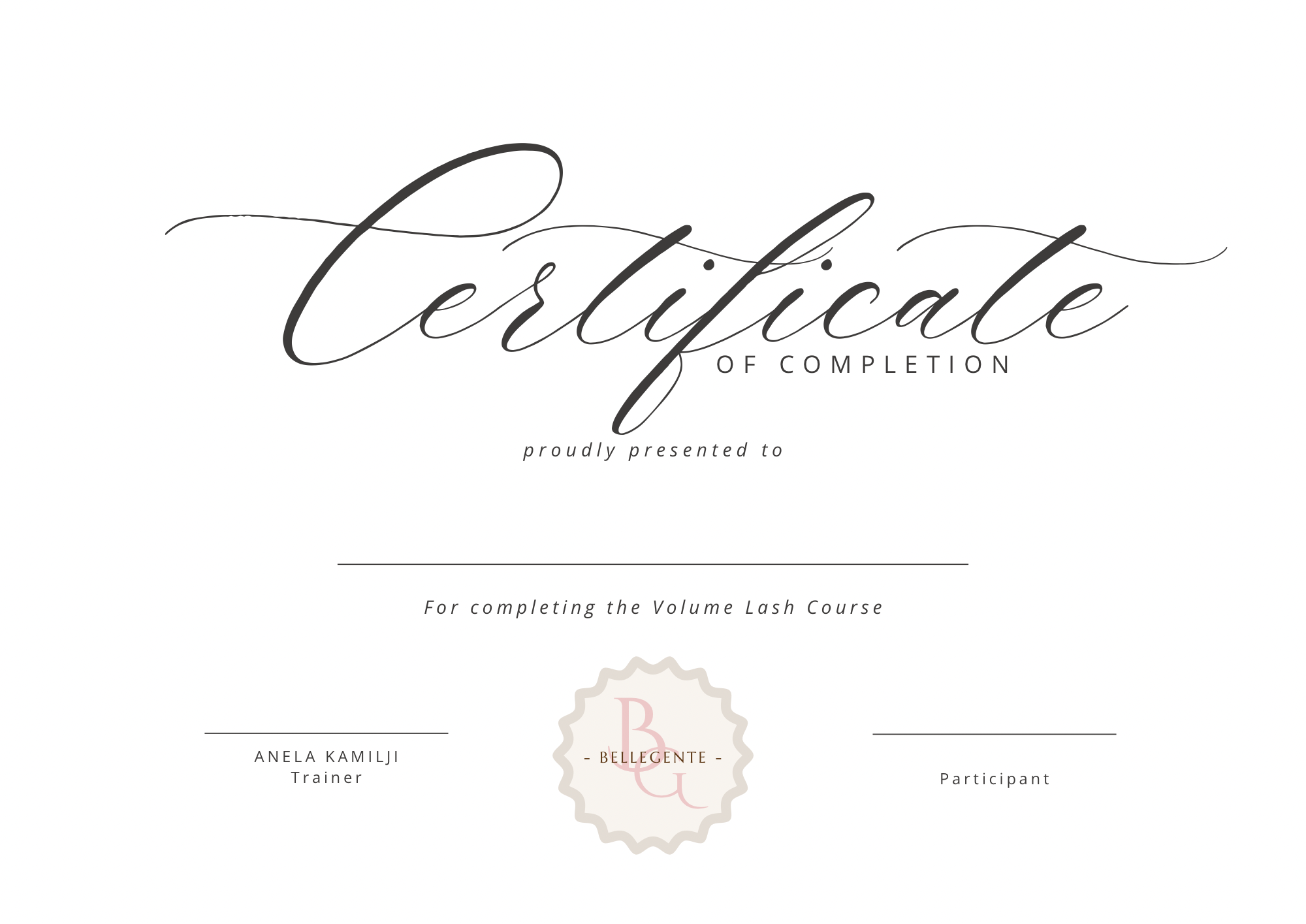 Certificate of Completion fra Bellegentes vippekursus i København